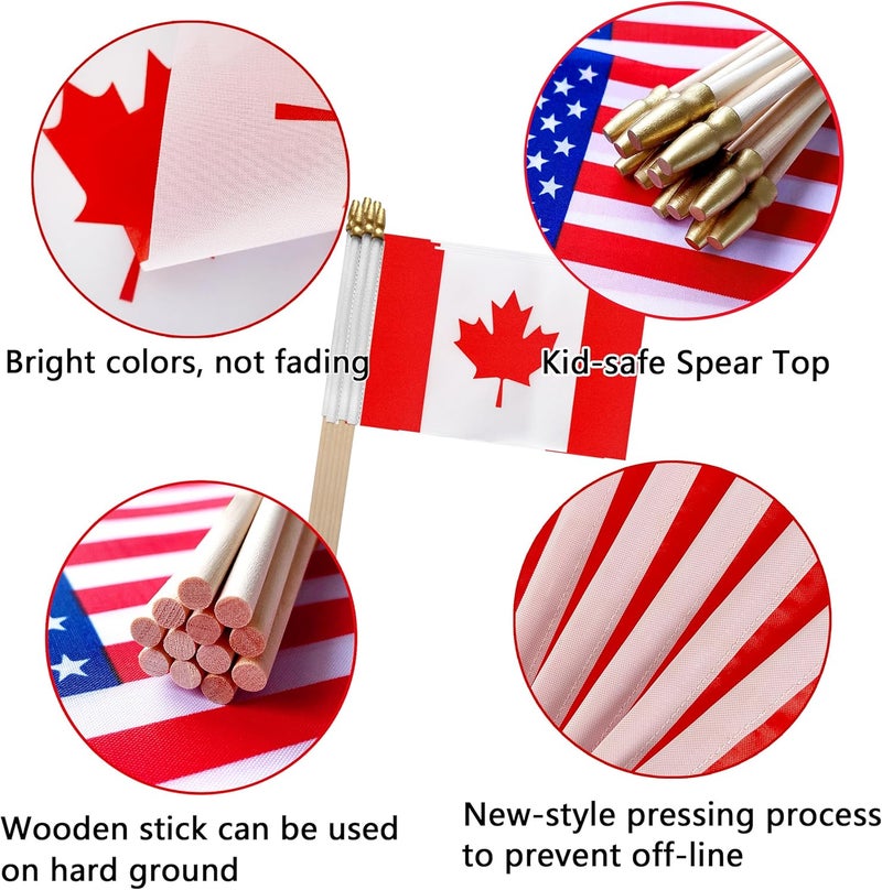 TSMD Canada Stick Flag Canadian Small Mini Hand Held Flags,5x8 Inch,12 Pack - Image 4